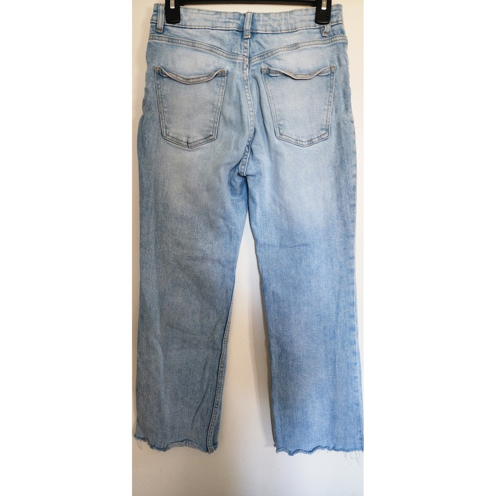 Zara Women Light Wash High Rise Straight Leg Raw Hem Denim Jeans Size 4 MEX 26 - Picture 2 of 5